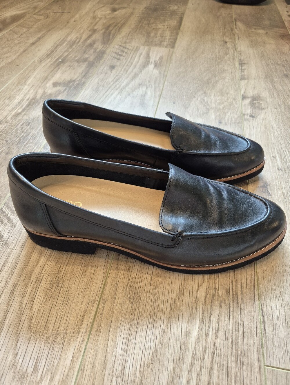 Aldo Women's Preppy Academia Black Leather Rheildanflex Loafer Size 9